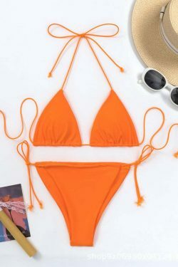 Y2K Aesthetic Coquette Style Cargo Skirt - Three-Point Solid Color String Strap Bikini