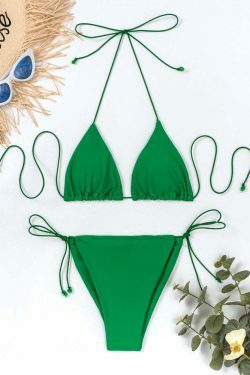 Y2K Aesthetic Coquette Style Cargo Skirt - Three-Point Solid Color String Strap Bikini