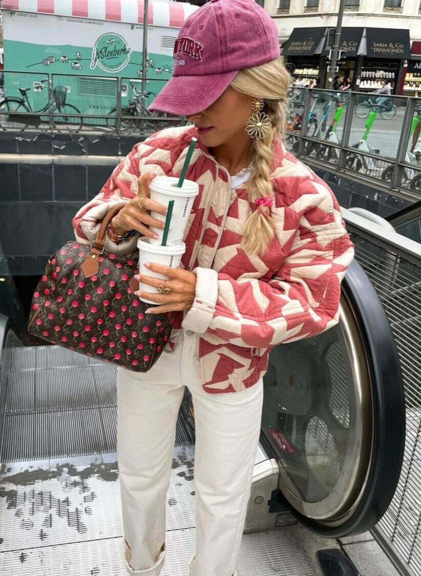 Y2K Aesthetic Coquette Style Cargo Skirt - Trendy Printed Cotton Short Jacket Y2K Aesthetic Coquette Style Cargo Skirt - Trendy Printed Cotton Short Jacket