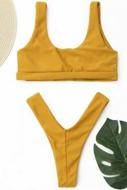 Y2K Aesthetic Coquette Style Cargo Skirt Set with Chic Twist Front Bandeau Thong Bikini