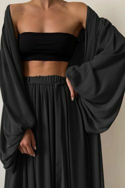 Y2K Aesthetic Coquette Style Cargo Skirt Set with Sexy 3-Piece Loose Suit