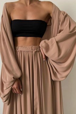 Y2K Aesthetic Coquette Style Cargo Skirt Set with Sexy 3-Piece Loose Suit