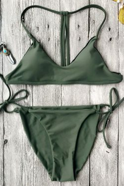 Y2K Aesthetic Coquette Style Cargo Skirt Set with T-Back Bralette and String Bikini