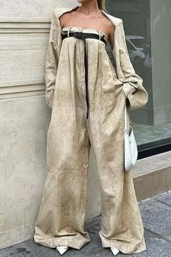 Y2K Aesthetic Coquette Style Cargo Skirt Set with Wide-Leg Jumpsuit