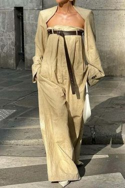 Y2K Aesthetic Coquette Style Cargo Skirt Set with Wide-Leg Jumpsuit