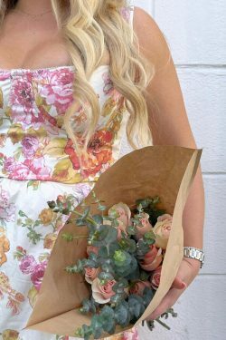 Y2K Aesthetic Coquette Style Floral Midi Dress for Women - Vintage Inspired Fashion