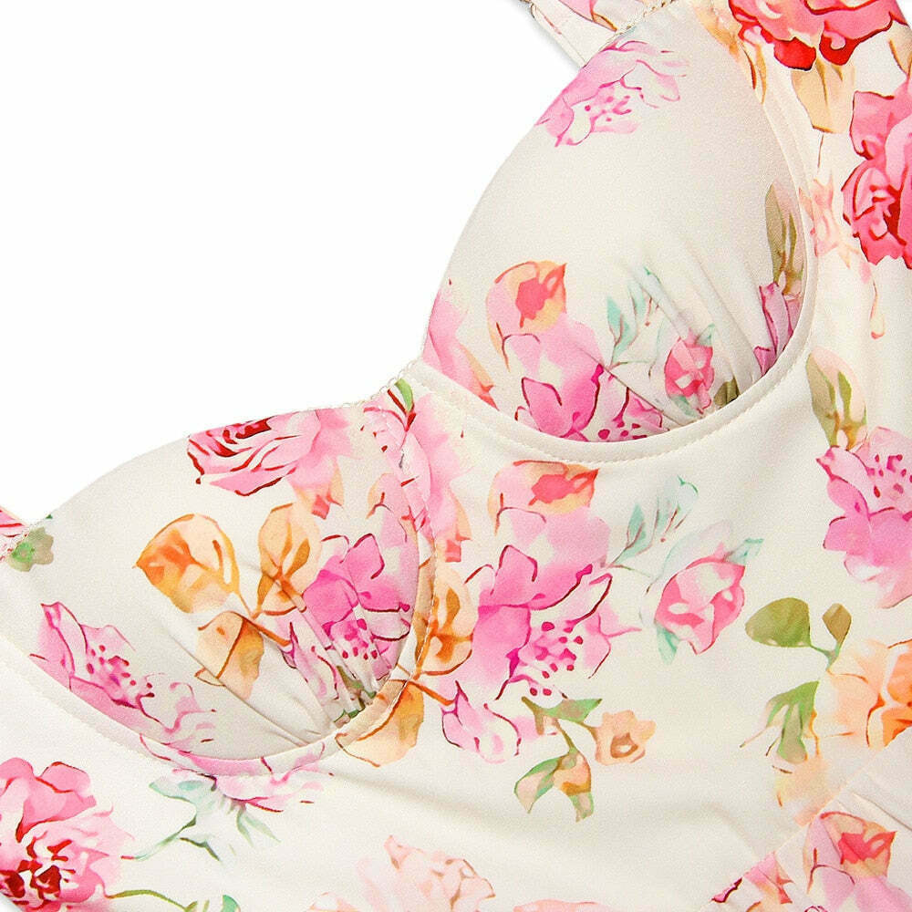 Y2K Aesthetic Coquette Style Floral Midi Dress for Women - Vintage Inspired Fashion Y2K Aesthetic Coquette Style Floral Midi Dress for Women - Vintage Inspired Fashion