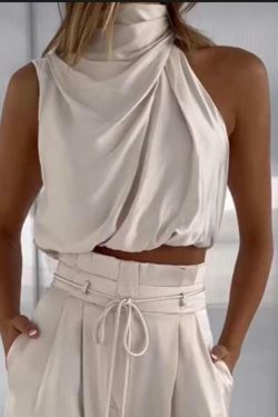 Y2K Aesthetic Coquette Style: Grunge Crop Top & Wide Leg Pants Suit