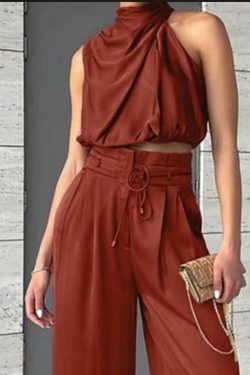 Y2K Aesthetic Coquette Style: Grunge Crop Top & Wide Leg Pants Suit