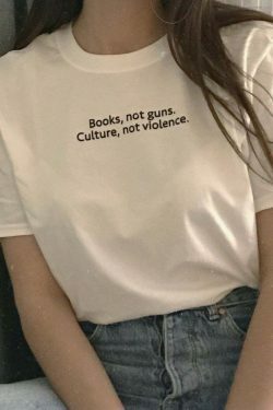Y2K Aesthetic Coquette Style Grunge Fashion Hoodie - Books, Not Guns. Culture, Not Violence.