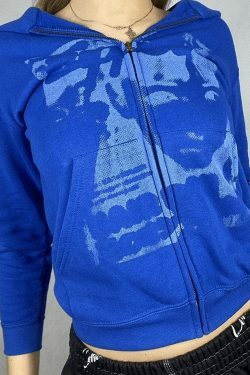 Y2K Aesthetic Coquette Style Grunge Hoodie with Zipper