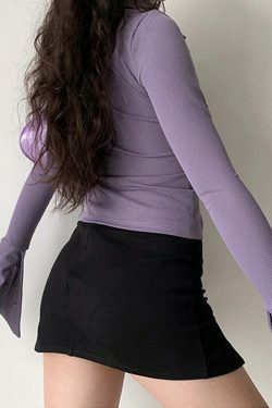 Y2K Aesthetic Coquette Style Grunge Shirt with Turn-Down Collar