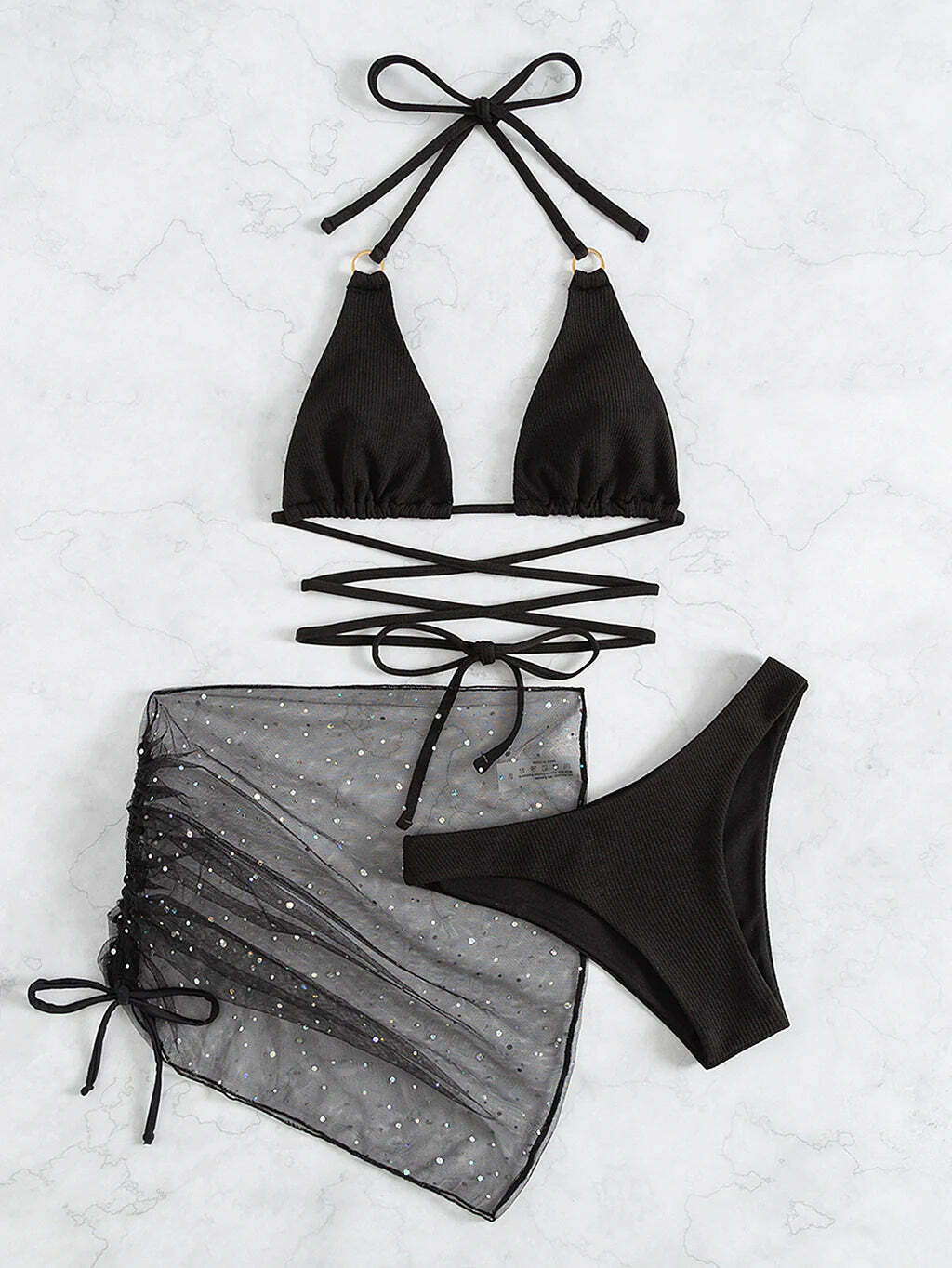 Y2K Aesthetic Coquette Style Halter Bikini Set in Pastel Goth Cargo Skirt Theme Y2K Aesthetic Coquette Style Halter Bikini Set in Pastel Goth Cargo Skirt Theme