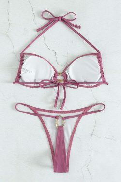 Y2K Aesthetic Coquette Style Halter Thong Beach Bikini