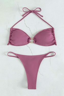 Y2K Aesthetic Coquette Style Halter Thong Beach Bikini