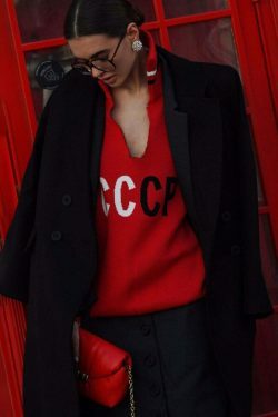 Y2K Aesthetic Coquette Style Hollow Knit Sweater with CCCP Letter Embroidery