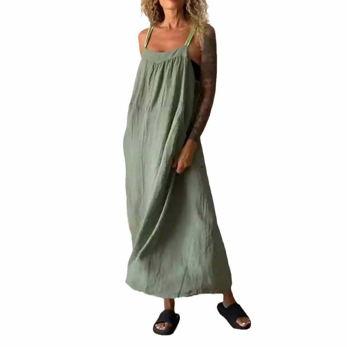 Y2K Aesthetic Coquette Style Maxi Dress in Casual Cotton and Linen