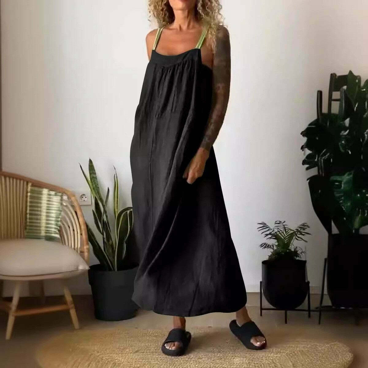 Y2K Aesthetic Coquette Style Maxi Dress in Casual Cotton and Linen