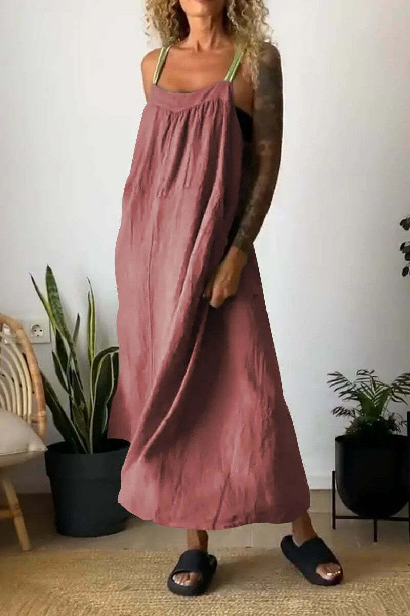 Y2K Aesthetic Coquette Style Maxi Dress in Casual Cotton and Linen