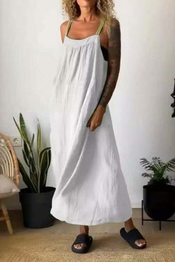Y2K Aesthetic Coquette Style Maxi Dress in Casual Cotton and Linen