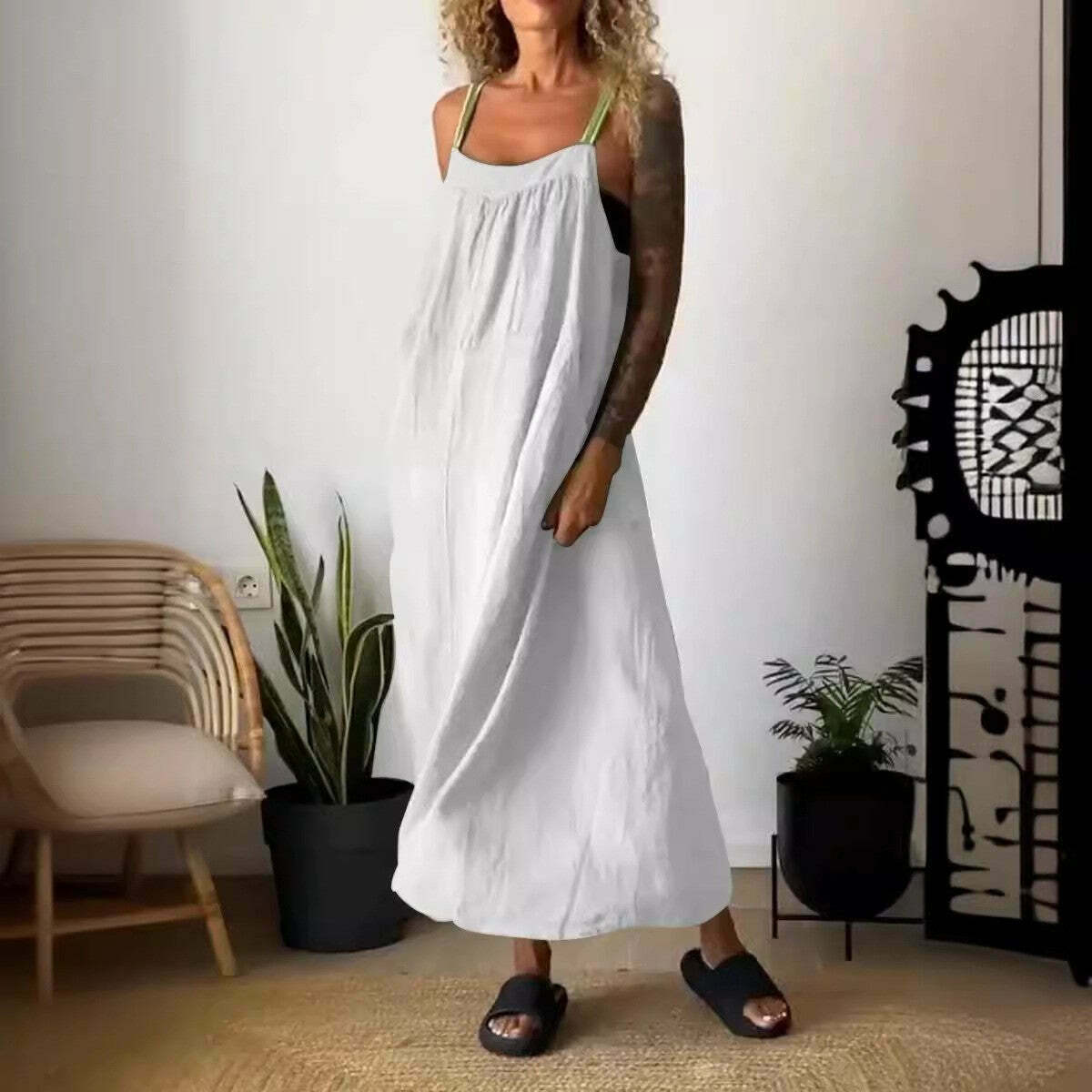 Y2K Aesthetic Coquette Style Maxi Dress in Casual Cotton and Linen