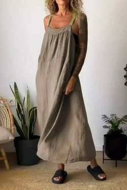 Y2K Aesthetic Coquette Style Maxi Dress in Casual Cotton and Linen