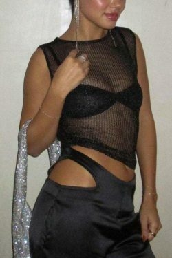 Y2K Aesthetic Coquette Style Metallic Tank Top - Grunge Fashion with Pastel Goth Vibe