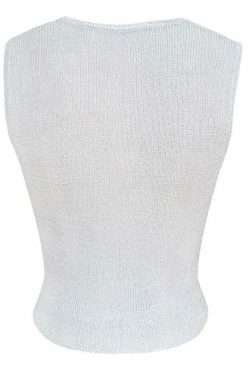 Y2K Aesthetic Coquette Style Metallic Tank Top - Grunge Fashion with Pastel Goth Vibe