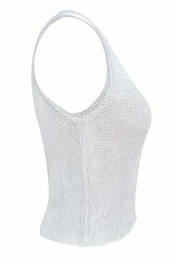 Y2K Aesthetic Coquette Style Metallic Tank Top - Grunge Fashion with Pastel Goth Vibe