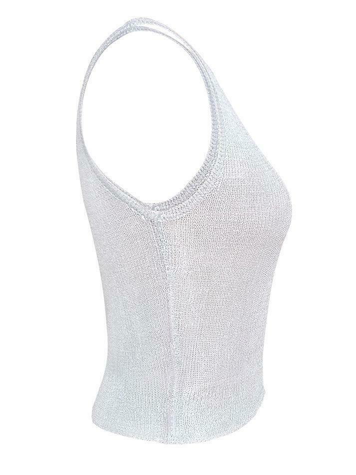 Y2K Aesthetic Coquette Style Metallic Tank Top - Grunge Fashion with Pastel Goth Vibe Y2K Aesthetic Coquette Style Metallic Tank Top - Grunge Fashion with Pastel Goth Vibe