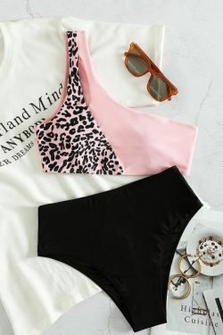 Y2K Aesthetic Coquette Style Multicolor Leopard Bikini with Sexy Contrast - Women's Fashion