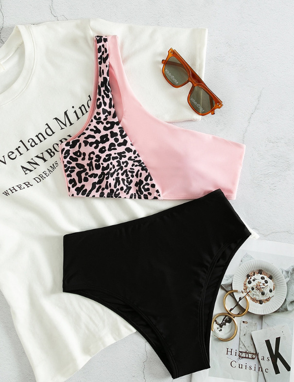Y2K Aesthetic Coquette Style Multicolor Leopard Bikini with Sexy Contrast - Women's Fashion