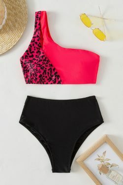 Y2K Aesthetic Coquette Style Multicolor Leopard Bikini with Sexy Contrast - Women's Fashion