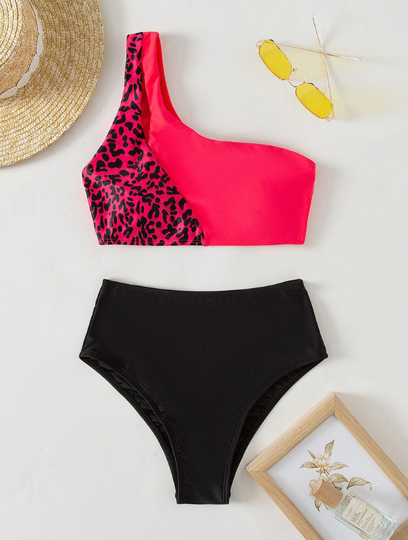 Y2K Aesthetic Coquette Style Multicolor Leopard Bikini with Sexy Contrast - Women's Fashion