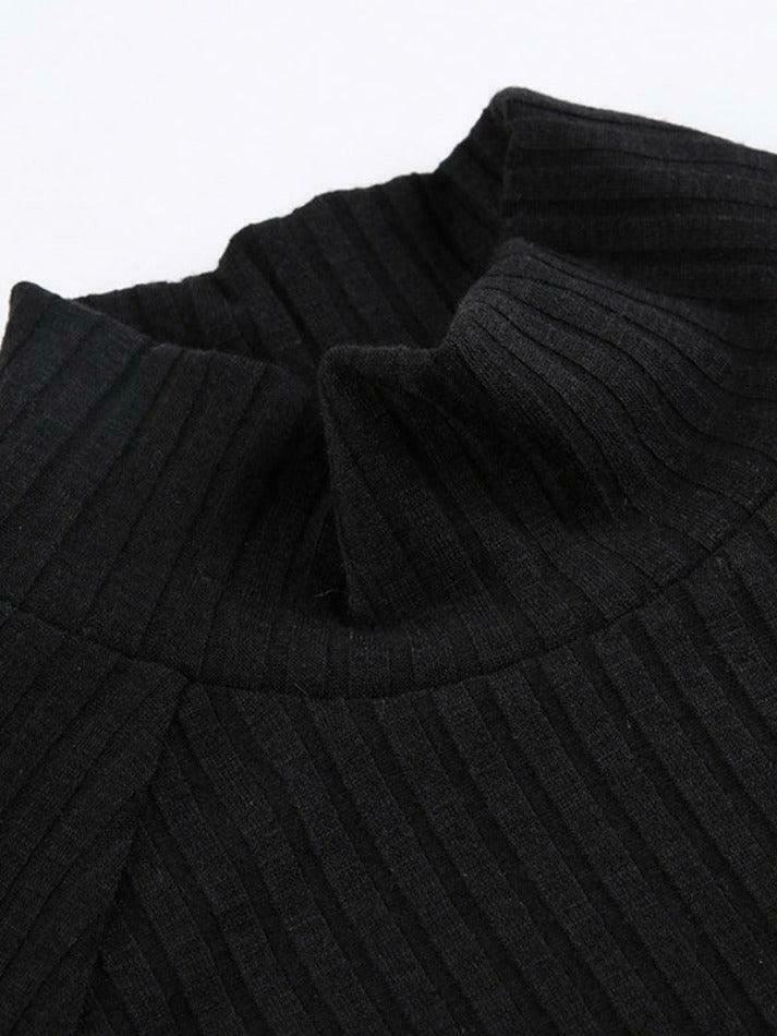 Y2K Aesthetic Coquette Style Rib Turtleneck Knit Top for Women - Grunge & Pastel Goth Fashion Y2K Aesthetic Coquette Style Rib Turtleneck Knit Top for Women - Grunge & Pastel Goth Fashion