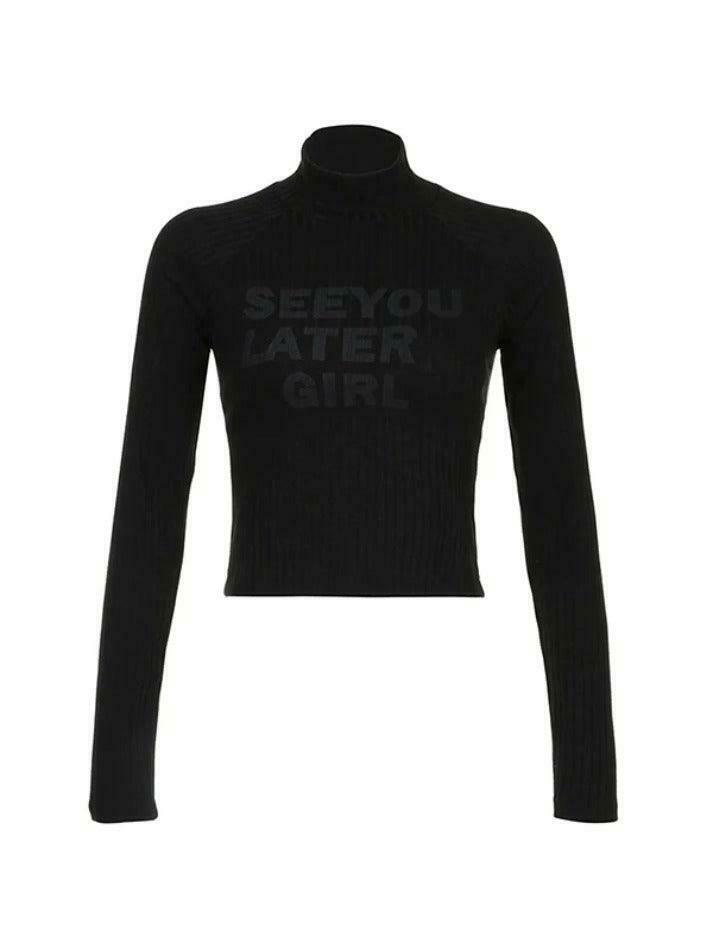 Y2K Aesthetic Coquette Style Rib Turtleneck Knit Top for Women - Grunge & Pastel Goth Fashion Y2K Aesthetic Coquette Style Rib Turtleneck Knit Top for Women - Grunge & Pastel Goth Fashion
