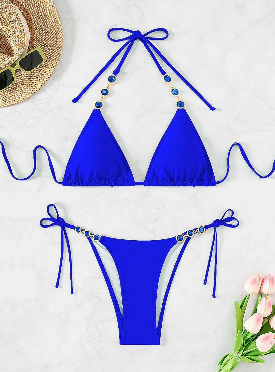 Y2K Aesthetic Coquette Style Sexy Halter Beach Bikini Y2K Aesthetic Coquette Style Sexy Halter Beach Bikini