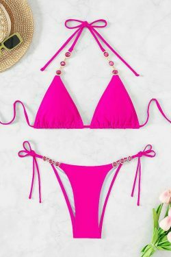 Y2K Aesthetic Coquette Style Sexy Halter Beach Bikini