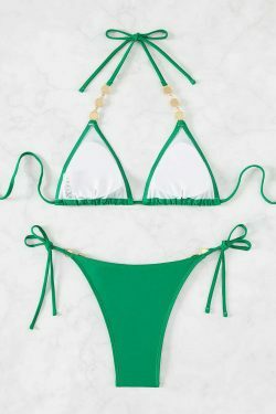 Y2K Aesthetic Coquette Style Sexy Halter Beach Bikini