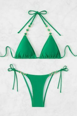 Y2K Aesthetic Coquette Style Sexy Halter Beach Bikini