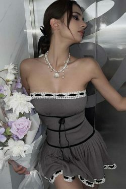 Y2K Aesthetic Coquette Style Sexy Lust One-Line Dress