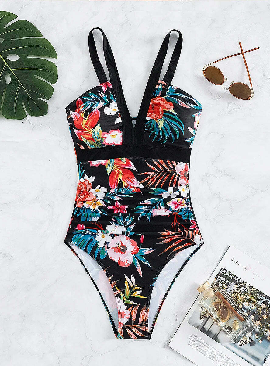 Y2K Aesthetic Coquette Style Sexy Print Swimsuit - Retro Chic Beachwear for Women