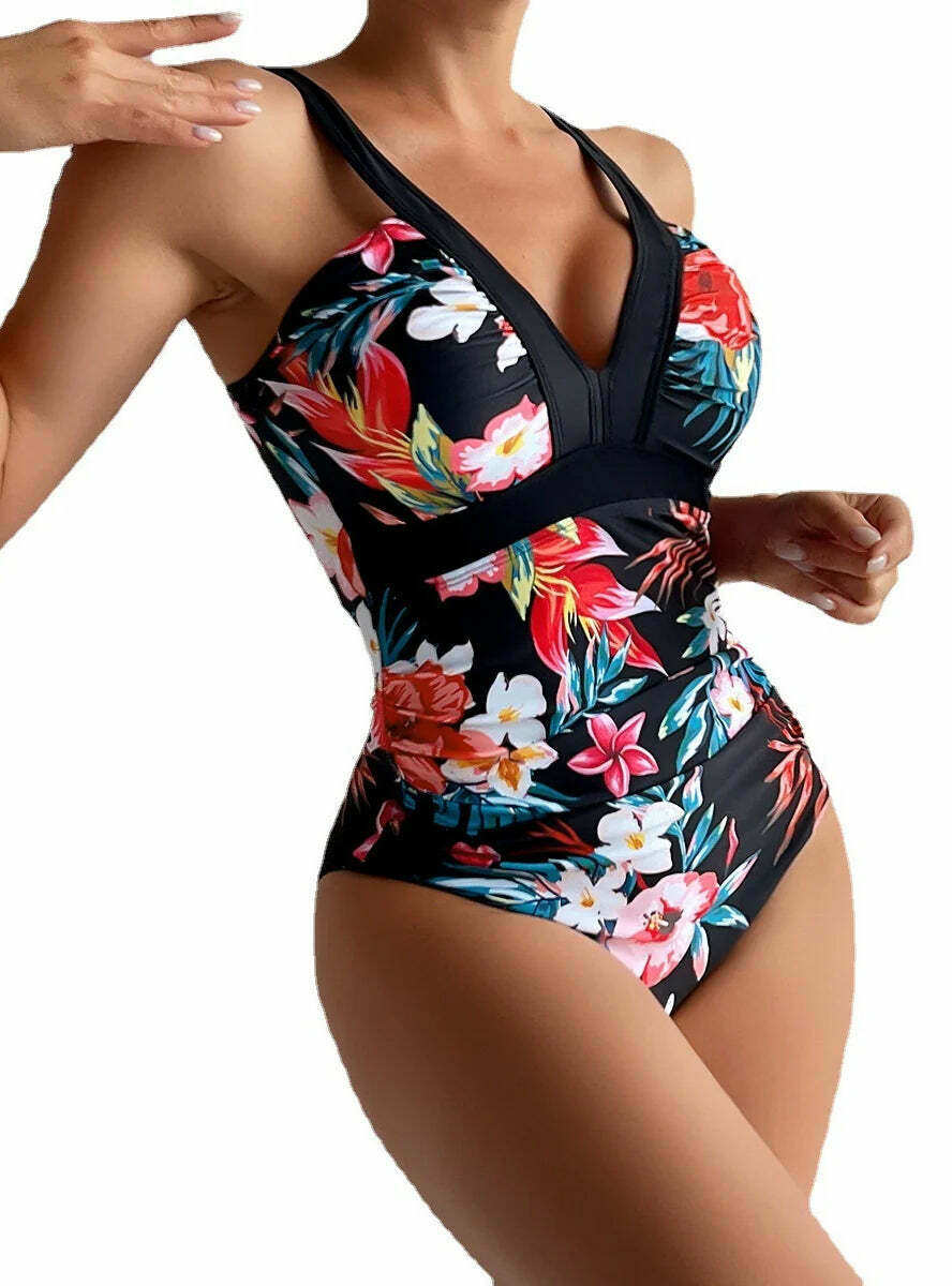Y2K Aesthetic Coquette Style Sexy Print Swimsuit - Retro Chic Beachwear for Women