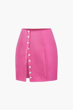 Y2K Aesthetic Coquette Style: Short Sleeve Shirt & Buttoned Mini Skirt Set