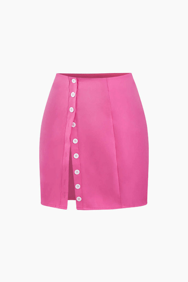 Y2K Aesthetic Coquette Style: Short Sleeve Shirt & Buttoned Mini Skirt Set