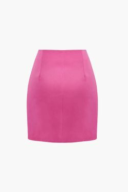 Y2K Aesthetic Coquette Style: Short Sleeve Shirt & Buttoned Mini Skirt Set