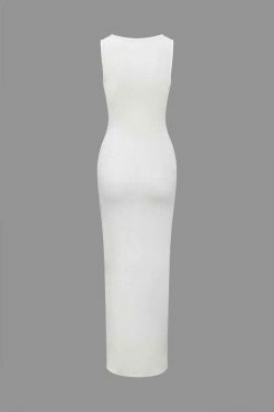 Y2K Aesthetic Coquette Style Sleeveless Split Maxi Dress