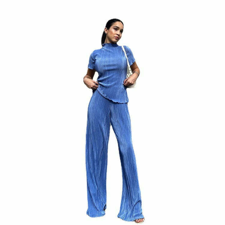 Y2K Aesthetic Coquette Style Slim T-Shirt Pant Suit for Women - Grunge Fashion Outfit