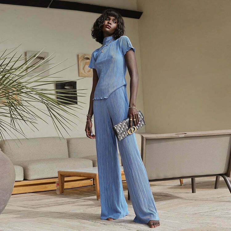 Y2K Aesthetic Coquette Style Slim T-Shirt Pant Suit for Women - Grunge Fashion Outfit