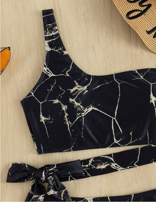 Y2K Aesthetic Coquette Style Split Bikini with High Waist and One Shoulder